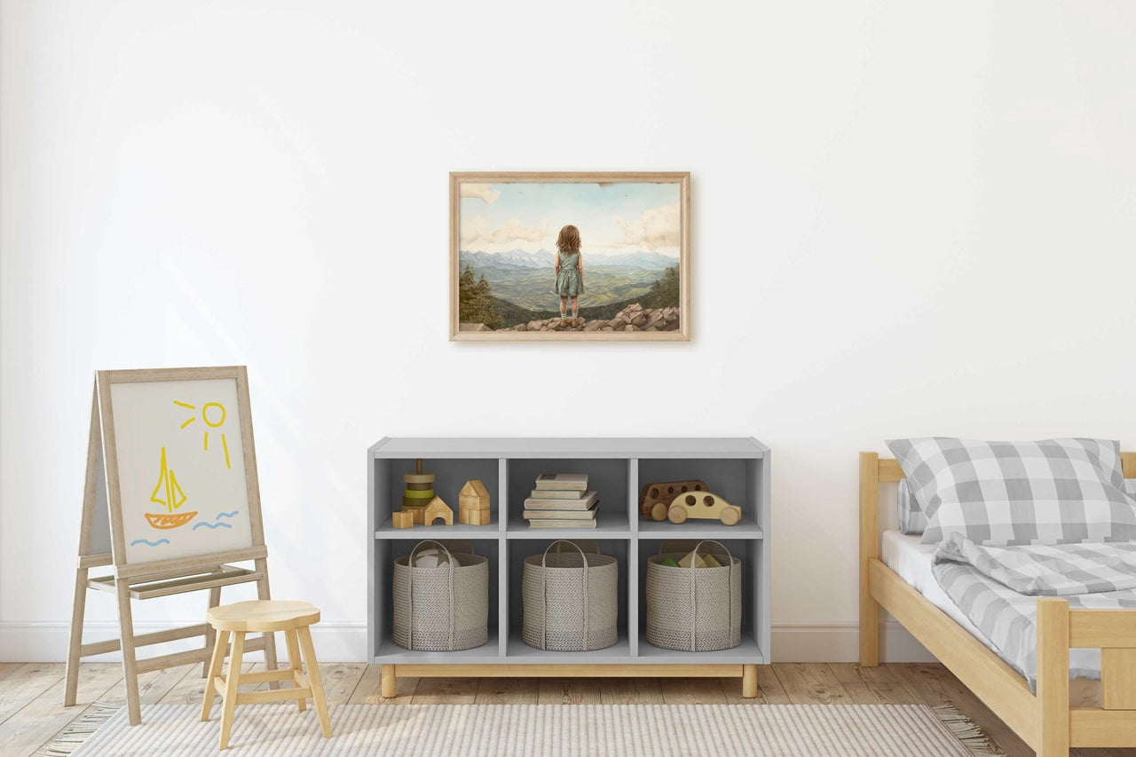 Mountain Wall Art – Nature Nursery Print for Girls