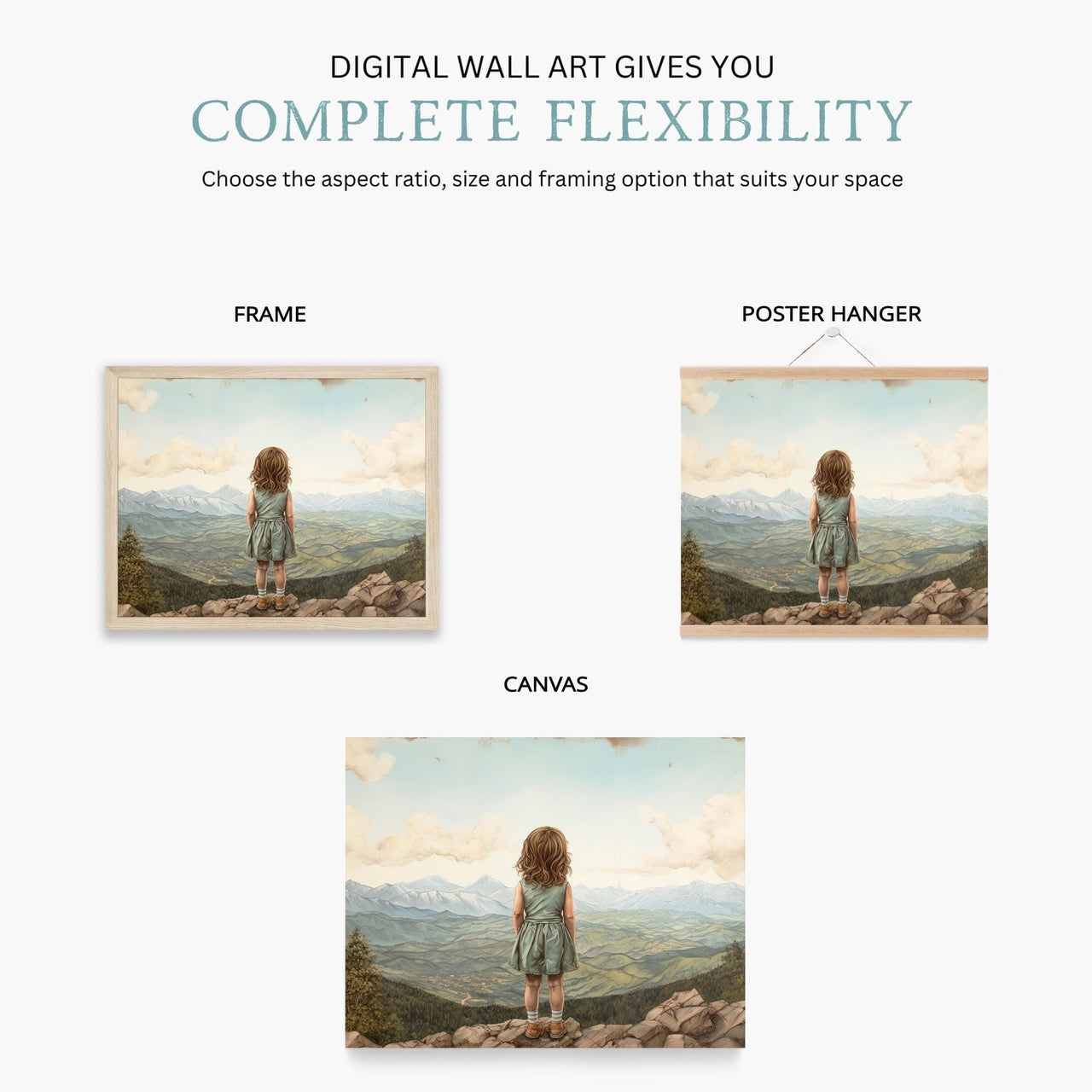 Mountain Wall Art – Nature Nursery Print for Girls