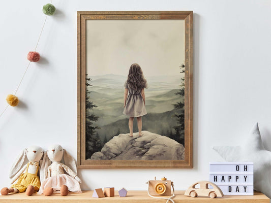 Adventure Girl Decor, Nature Wall Art, Vintage Nursery Accent - WildfieldPrints