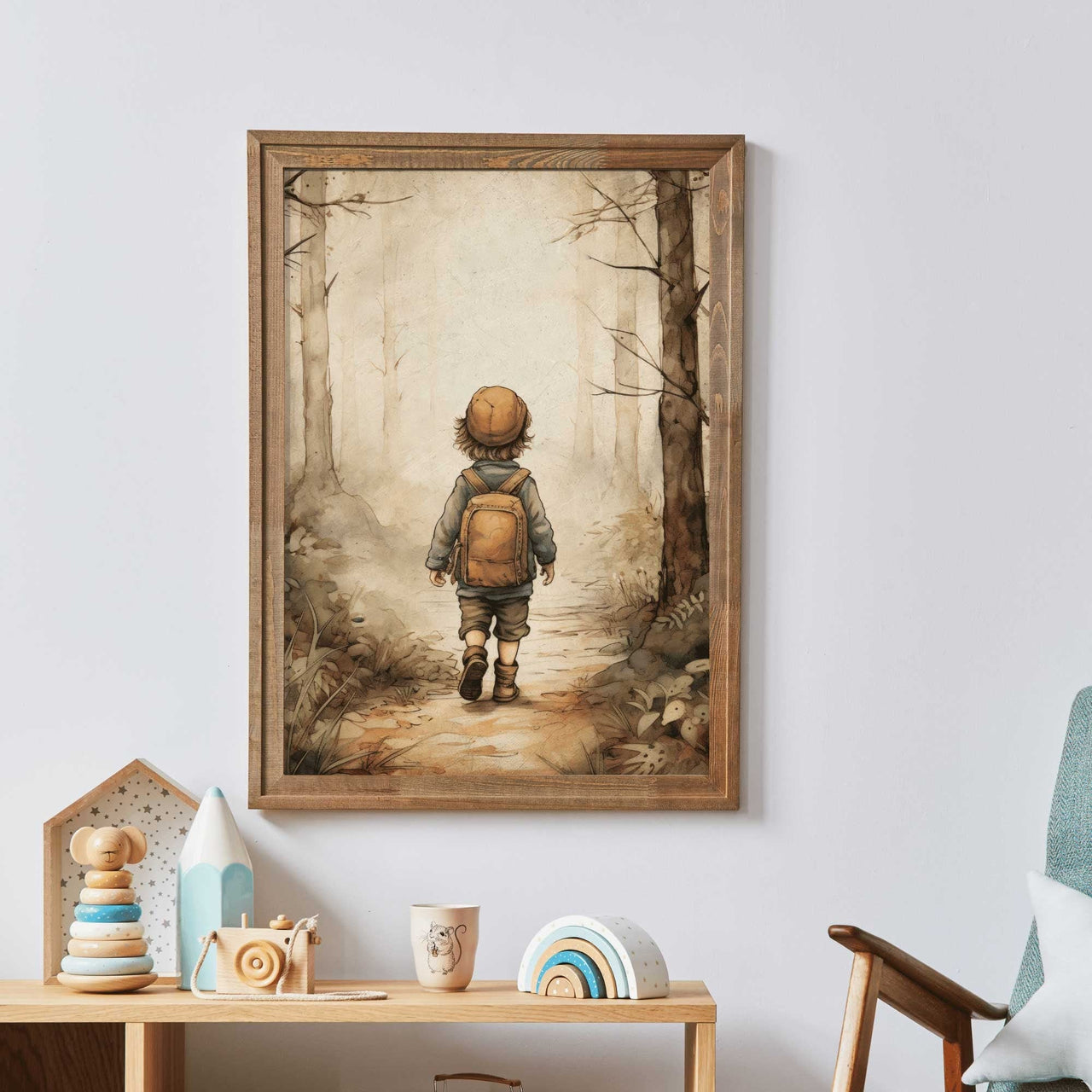 Forest Theme Wall Art – Adventure Boys Room Print