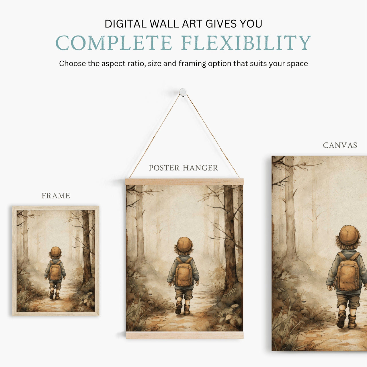 Forest Theme Wall Art – Adventure Boys Room Print