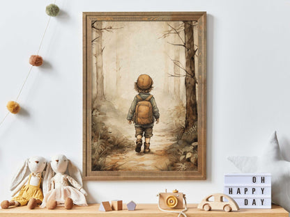 Adventure Nursery Art, Forest Theme Wall Decor for Boys, Kids Room Decor - WildfieldPrints