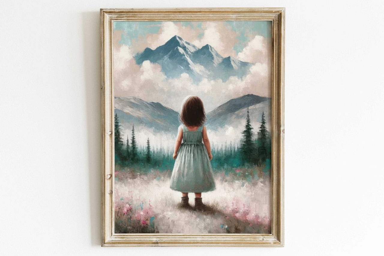 Mountain Wall Art – Adventure Nursery Print for Toddler Room