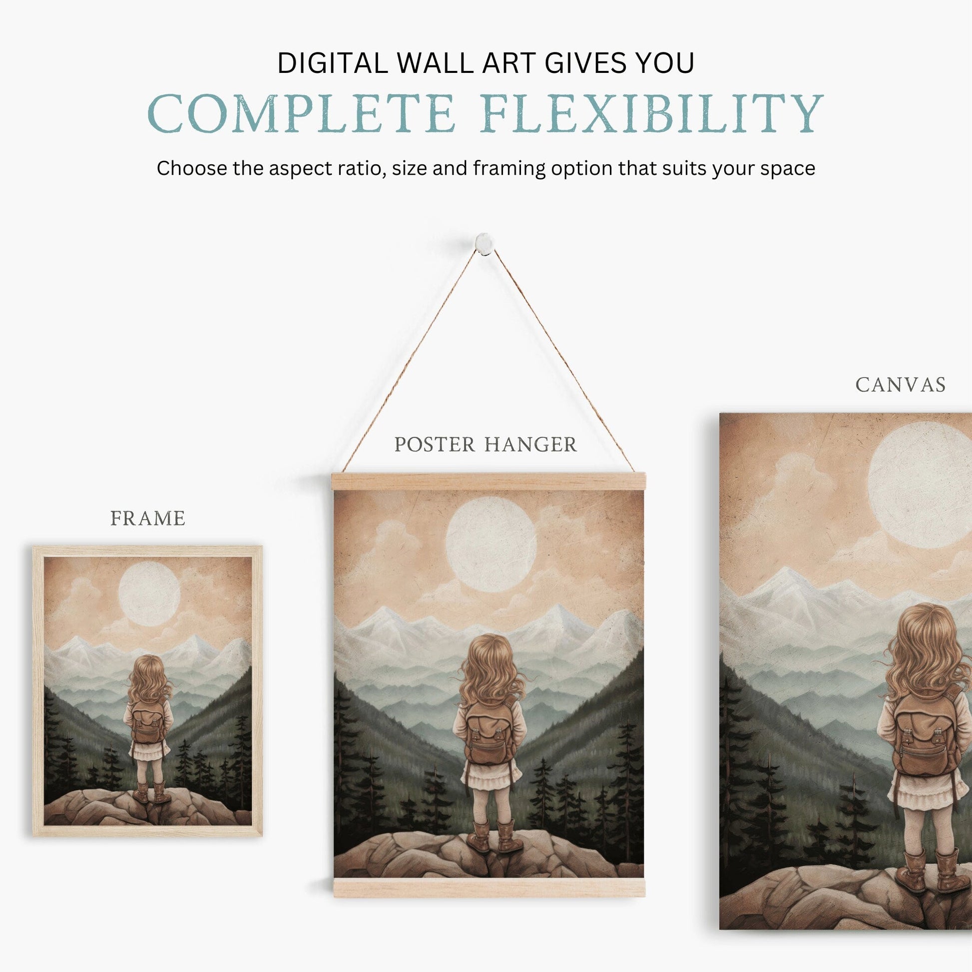 Adventure Nursery Decor, Girl's Room Wall Art, Mountain Print - WildfieldPrints