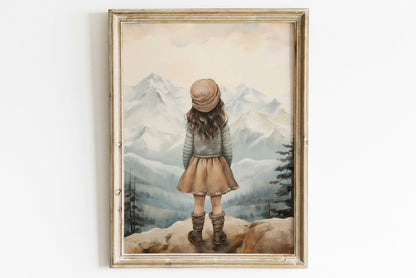 Adventure Nursery Decor, Girl's Room Wall Art, Mountain Print - WildfieldPrints