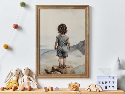 Adventure Nursery Decor, Girl's Room Wall Art, Mountain Print - WildfieldPrints