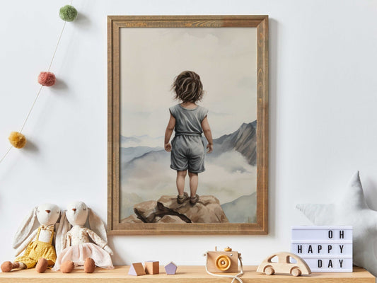 Adventure Nursery Decor, Girl's Room Wall Art, Mountain Print - WildfieldPrints