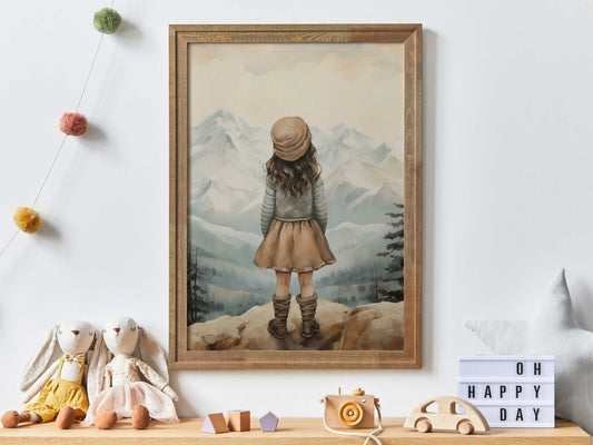 Adventure Nursery Decor, Girl's Room Wall Art, Mountain Print - WildfieldPrints