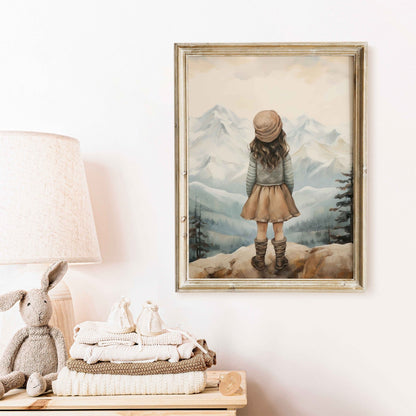 Adventure Nursery Decor, Girl's Room Wall Art, Mountain Print - WildfieldPrints