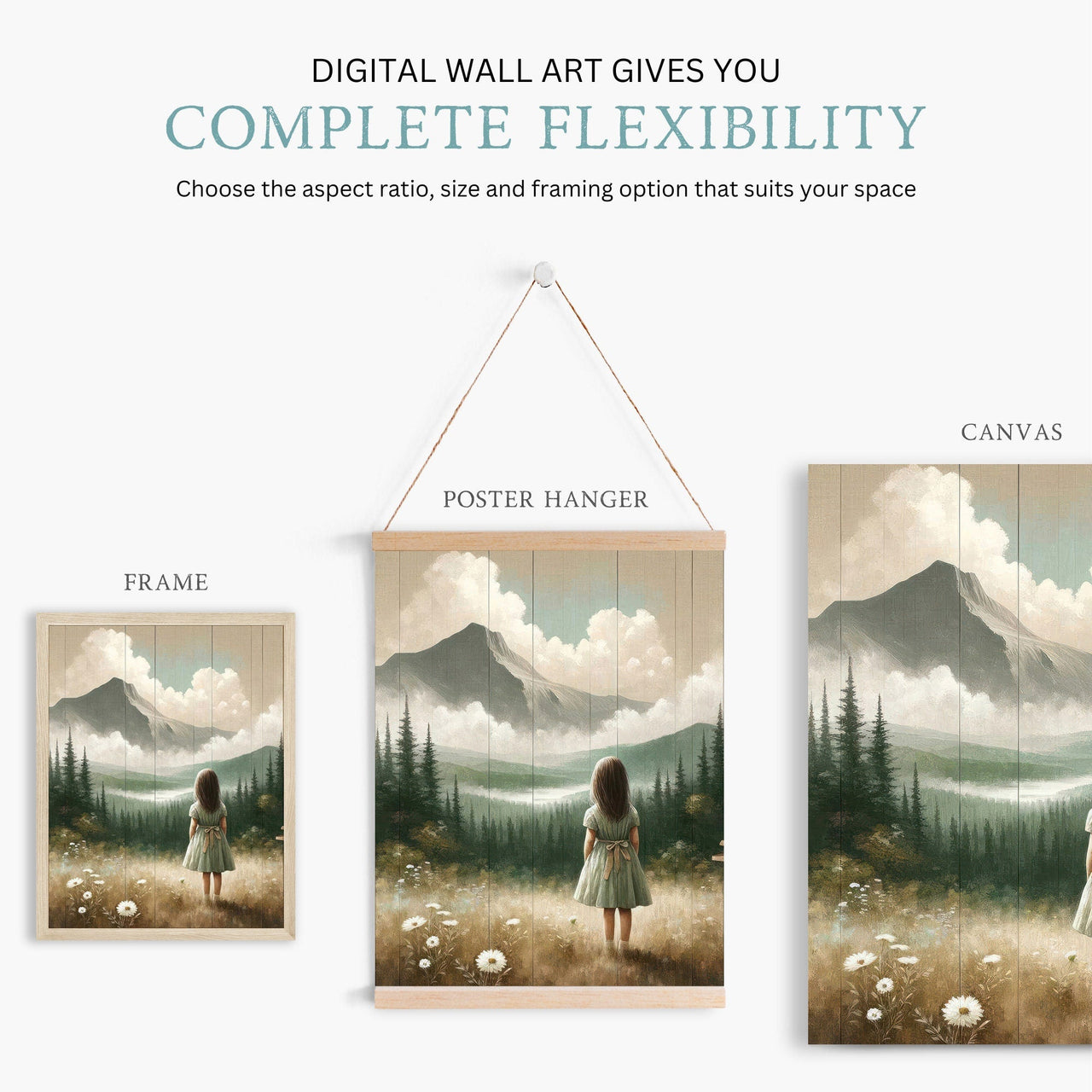 Mountain Art Print – Nature Girls Room Wall Decor