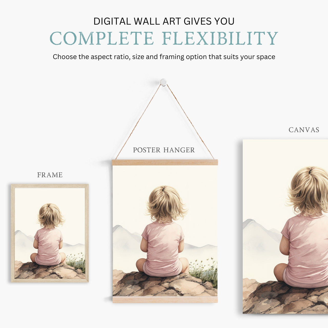 Mountain Wall Art – Adventure Nursery Decor for Girls Room • Set of 3