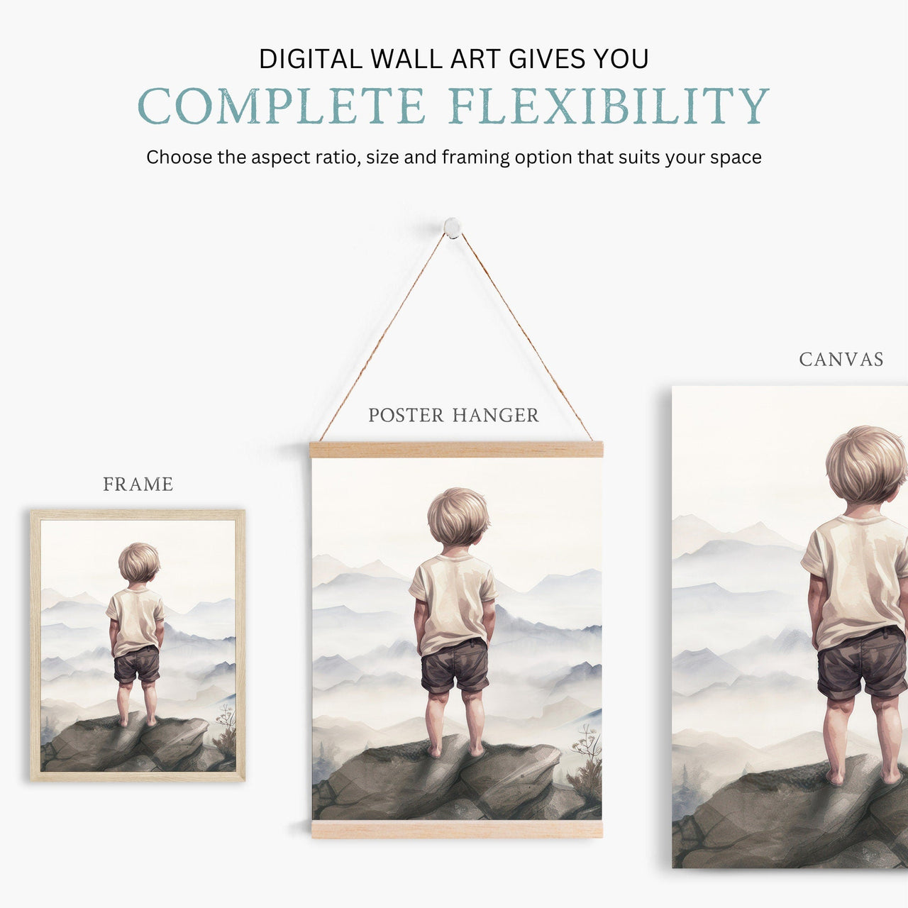Mountain Wall Art – Nature Boys Room Decor • Set of 3