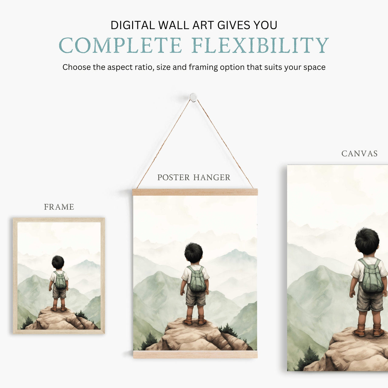 Black - Haired Boy Wall Art – Adventure Kids Room Decor