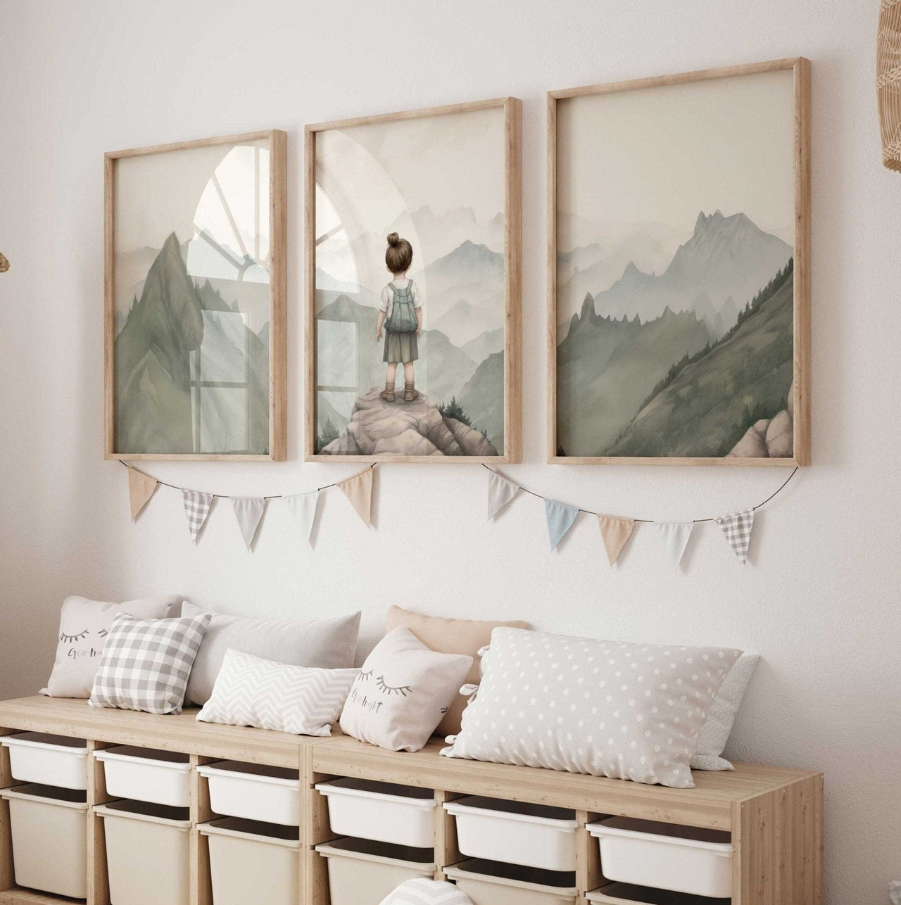 Girl Explorer Wall Art – Adventure Nursery Print • Set of 3