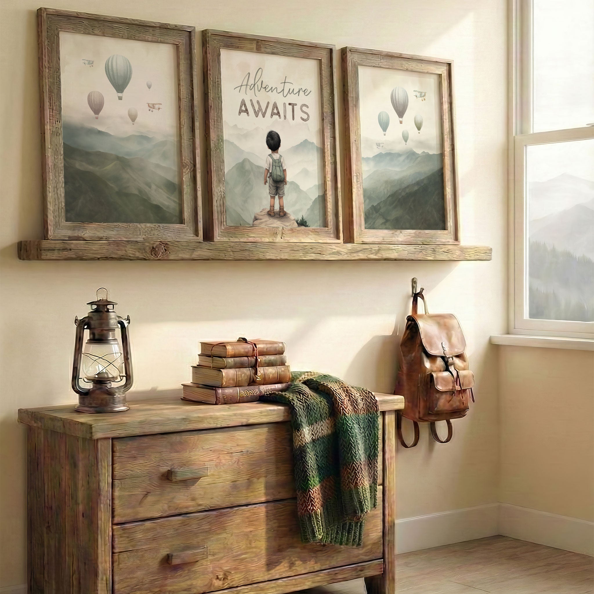Adventure Nursery Prints – 'Adventure Awaits' Quote Boys Room Decor • Set of 3