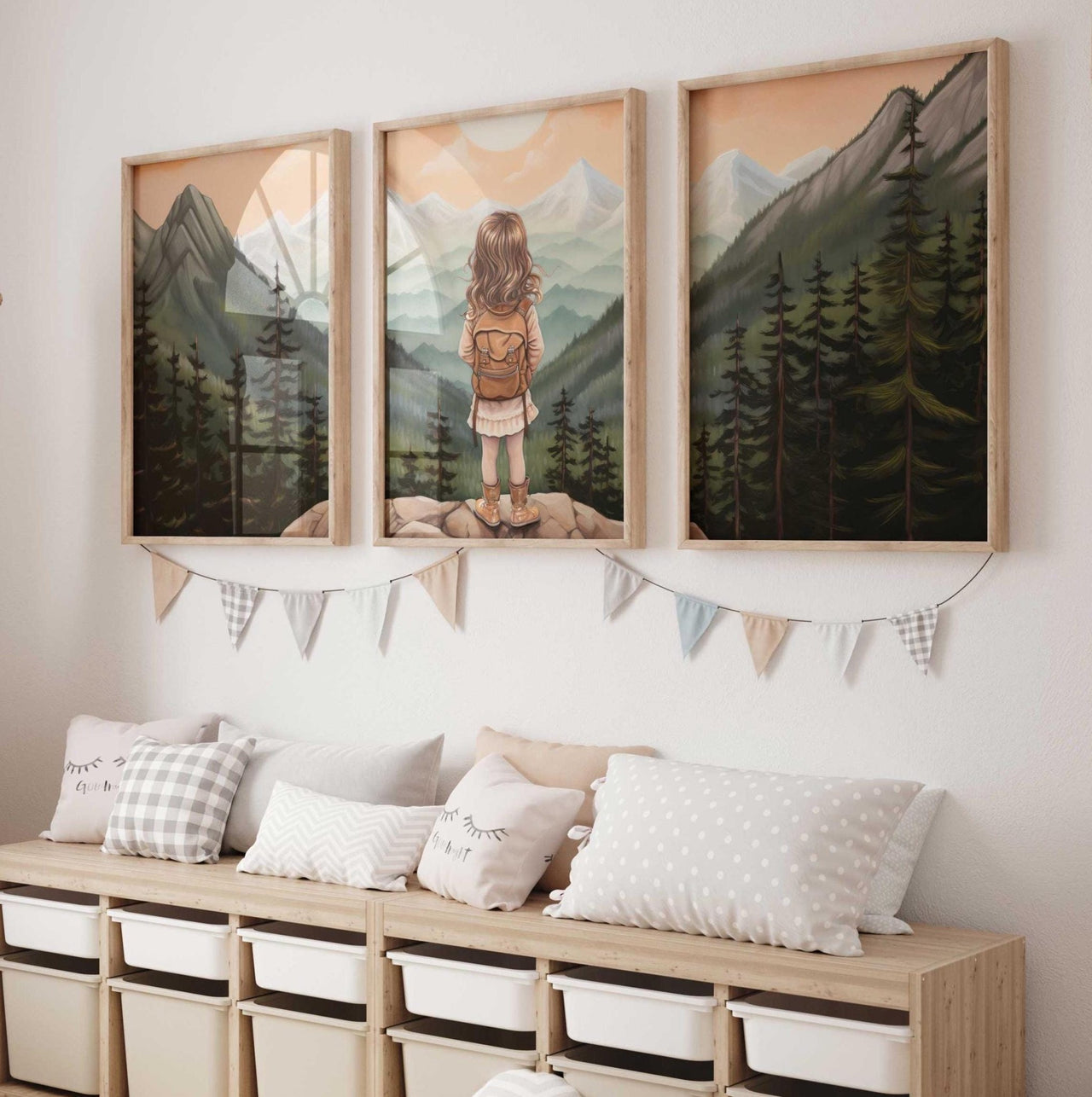 Mountain Wall Art – Adventure Toddler Room Print • Set of 3