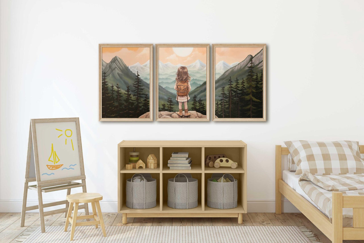 Mountain Wall Art – Adventure Toddler Room Print • Set of 3