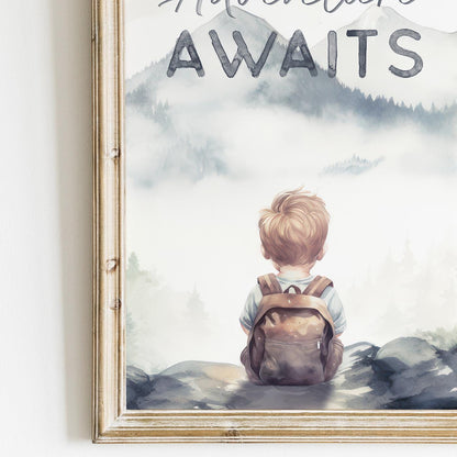 Adventure Nursery Prints, Woodland Animal Decor, Adventure Awaits - WildfieldPrints