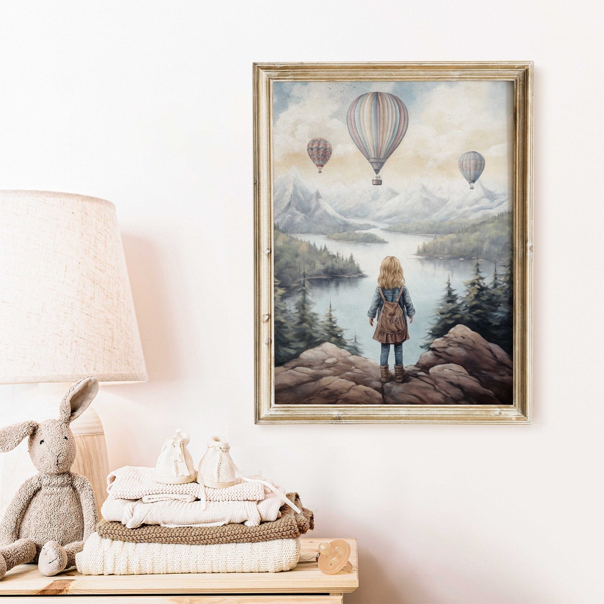 Adventure Nursery Wall Art, Vintage Girls Room Decor, Hot Air Balloons - WildfieldPrints