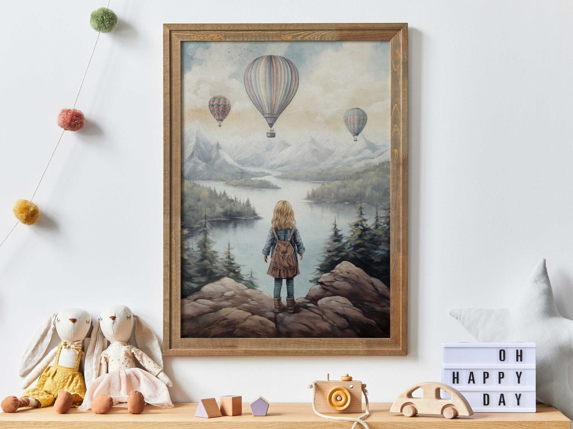 Adventure Nursery Wall Art, Vintage Girls Room Decor, Hot Air Balloons - WildfieldPrints