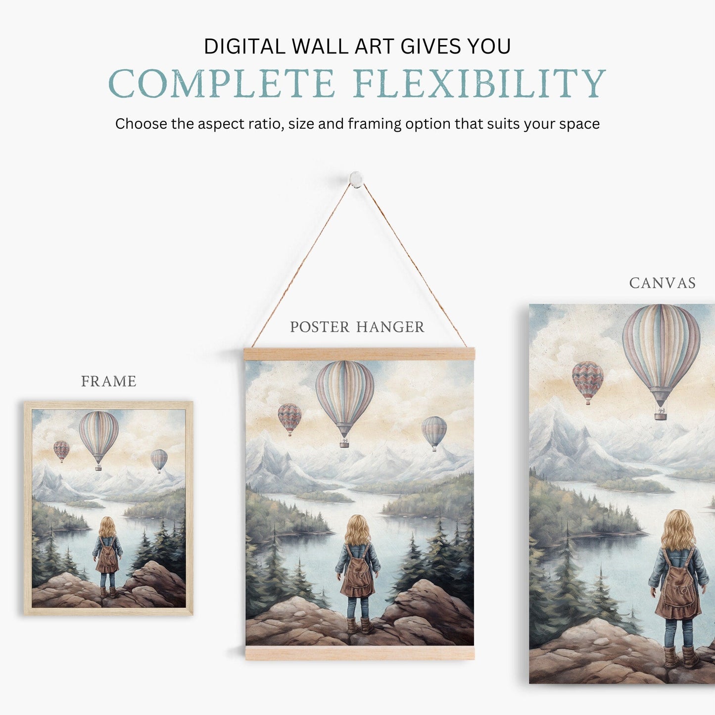 Adventure Nursery Wall Art, Vintage Girls Room Decor, Hot Air Balloons - WildfieldPrints