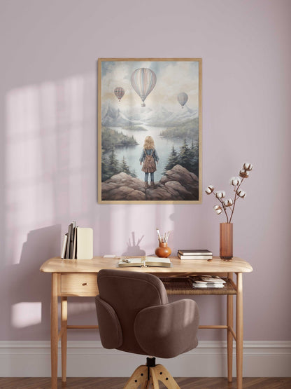Adventure Nursery Wall Art, Vintage Girls Room Decor, Hot Air Balloons - WildfieldPrints