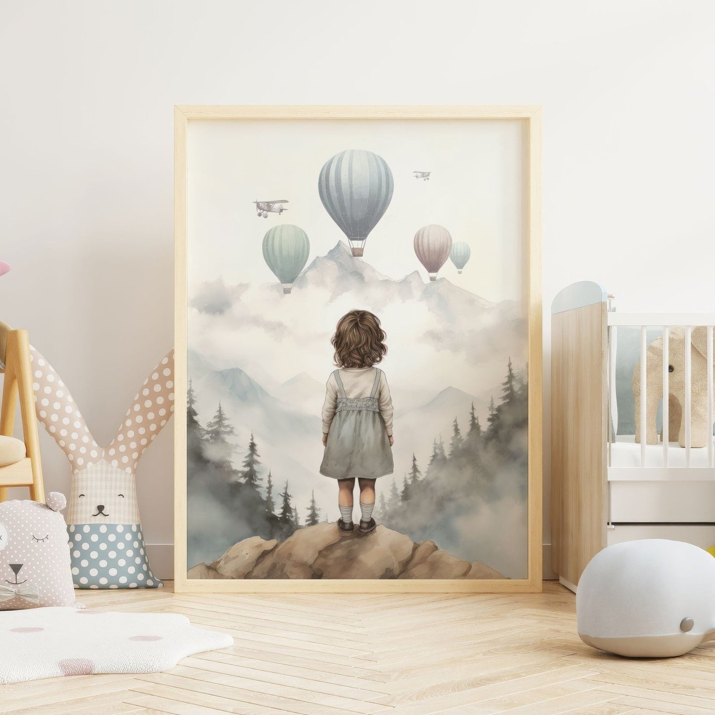 Adventure Nursery Wall Art, Vintage Girls Room Decor, Hot Air Balloons - WildfieldPrints