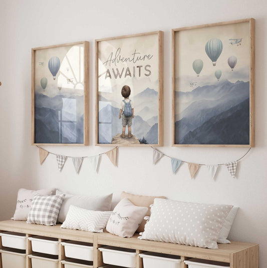 Adventure Prints for Boys, Themed Nursery Decor, Set of 3 - WildfieldPrints