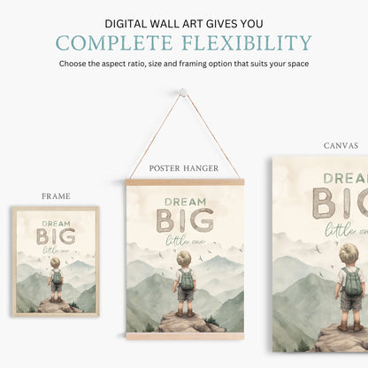 Adventure Quote Print, Dream Big Little One, Explorer Nursery Decor - WildfieldPrints