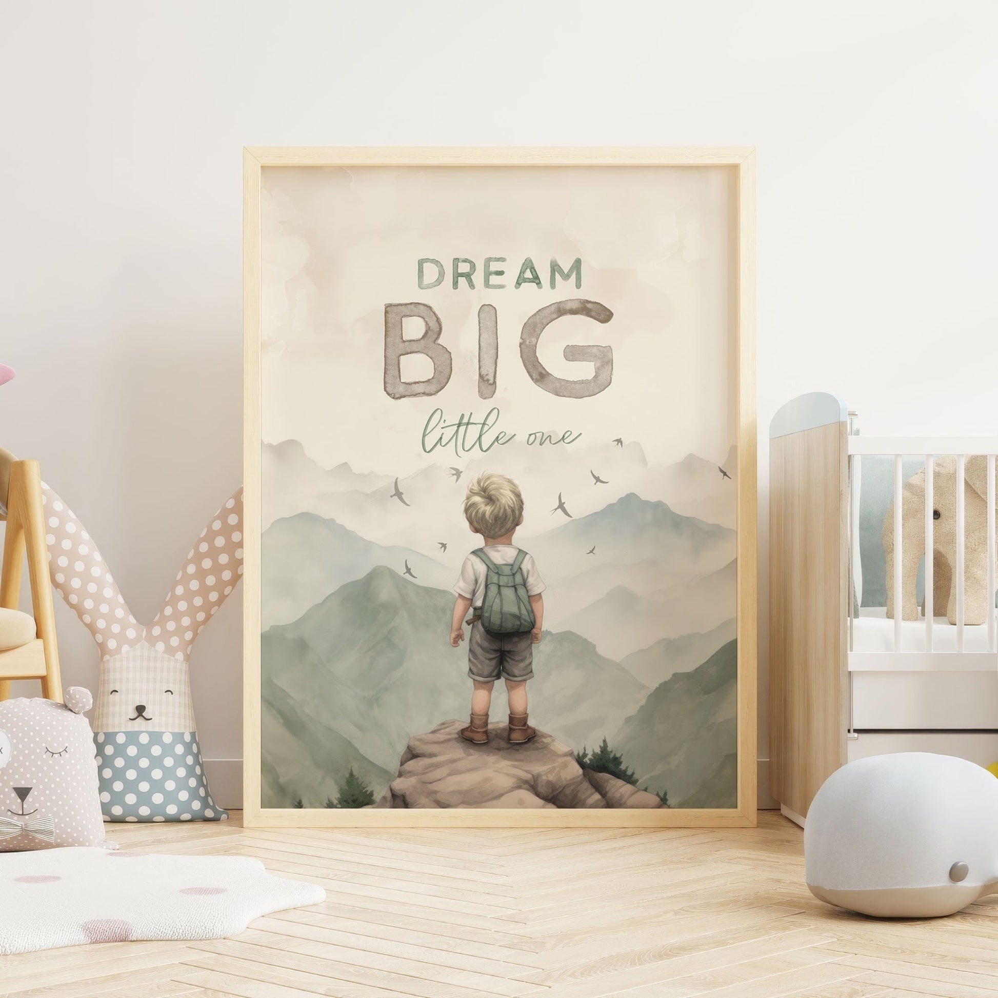 Adventure Quote Print, Dream Big Little One, Explorer Nursery Decor - WildfieldPrints