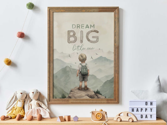 Adventure Quote Print, Dream Big Little One, Explorer Nursery Decor - WildfieldPrints