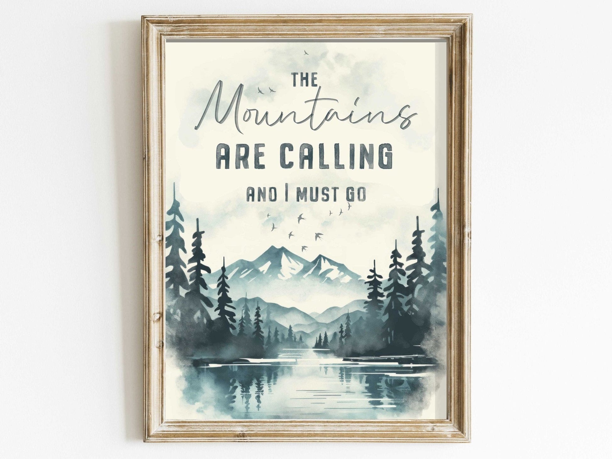 Adventure Quote Wall Art, The Mountains Are Calling, Nature Decor - WildfieldPrints