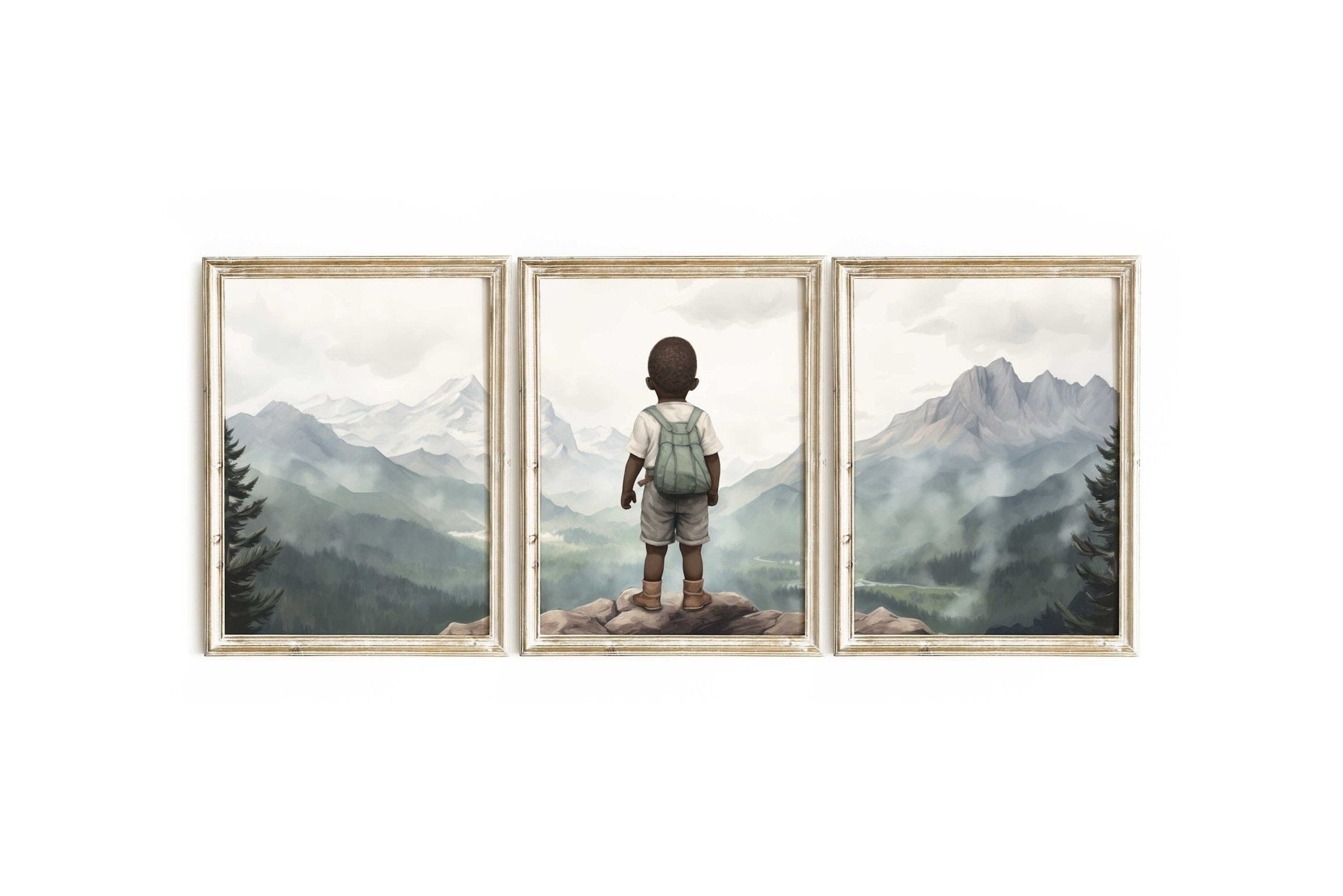 Adventure Toddler Decor, Black Boy Nursery Wall Art, Nature Prints - WildfieldPrints