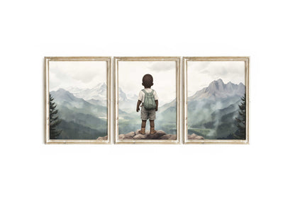 Adventure Toddler Decor, Black Boy Nursery Wall Art, Nature Prints - WildfieldPrints