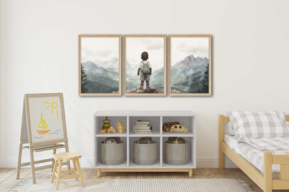 Adventure Toddler Decor, Black Boy Nursery Wall Art, Nature Prints - WildfieldPrints