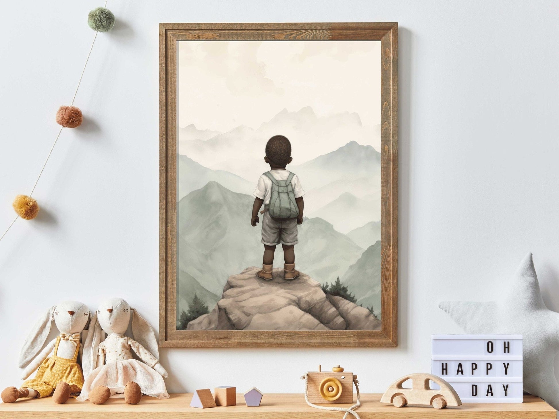 Adventure Toddler Decor, Black Kid Art, African American Nursery, Rustic Room Decor - WildfieldPrints