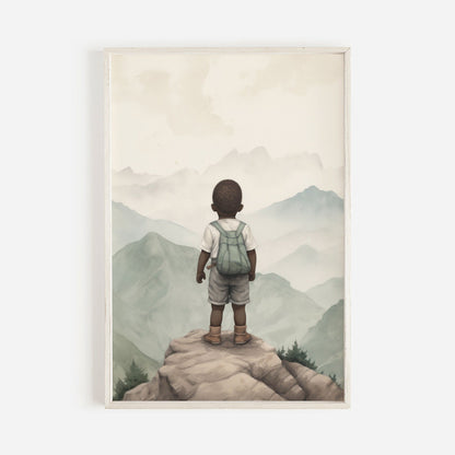 Adventure Toddler Decor, Black Kid Art, African American Nursery, Rustic Room Decor - WildfieldPrints