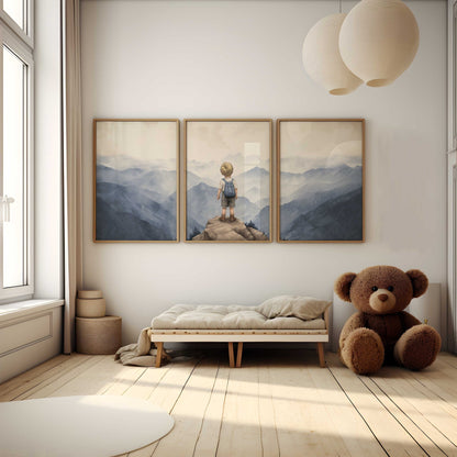 Adventure Toddler Decor, Blue Mountains Wall Art, Boys Room Nature Decor - WildfieldPrints