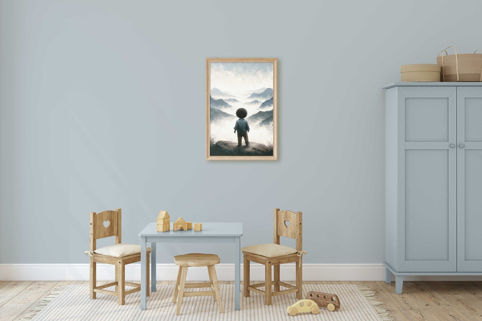 Adventure Toddler Decor, Mountain Nursery Wall Art, Black Boy Prints - WildfieldPrints