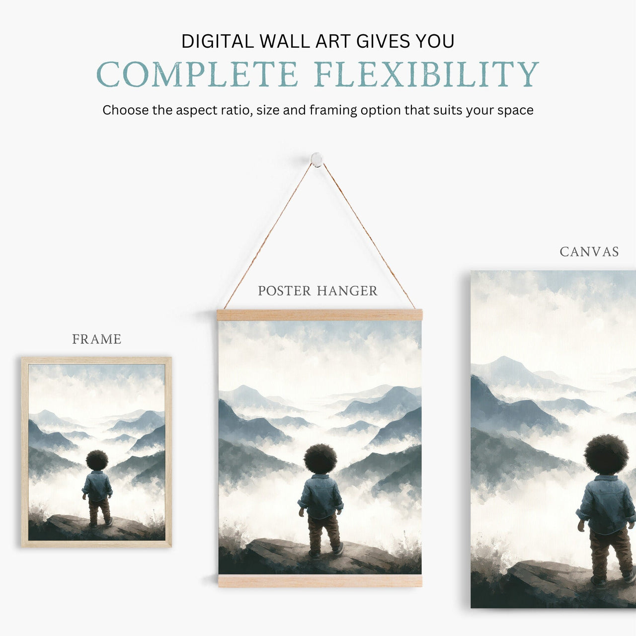 Black Boy Wall Art – Adventure Boys Room Decor