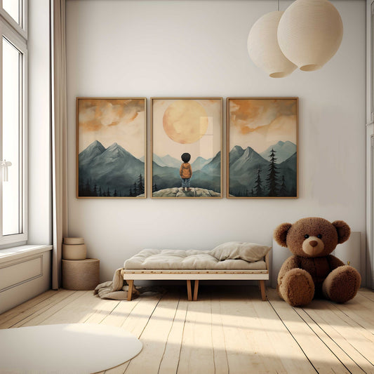 Little Adventurer Wall Art – Outdoor Boys Room Print • Set of 3