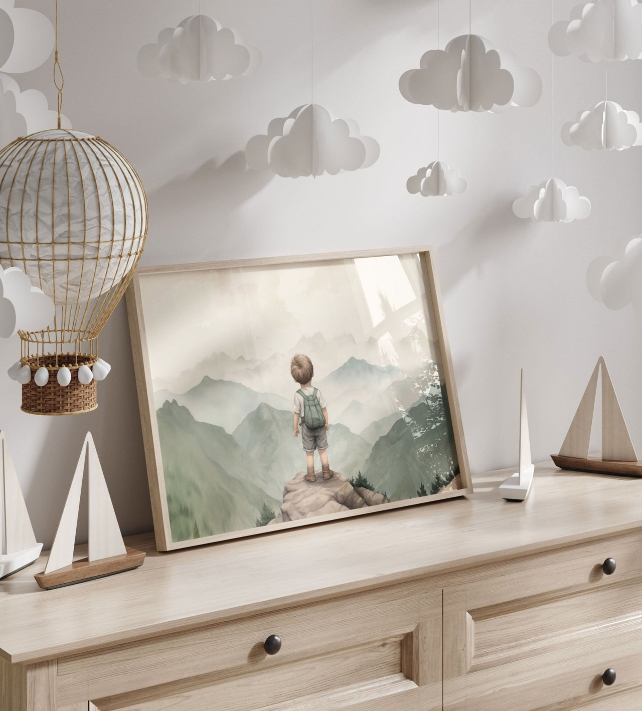 Little Backpack Adventurer Wall Art – Boys Room Adventure Print