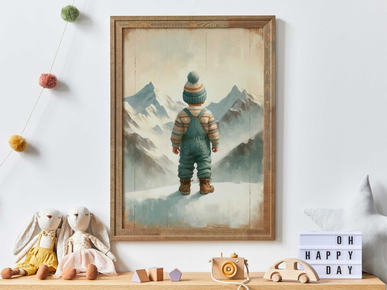 Snowy Mountain Wall Art – Adventure Boys Room Print