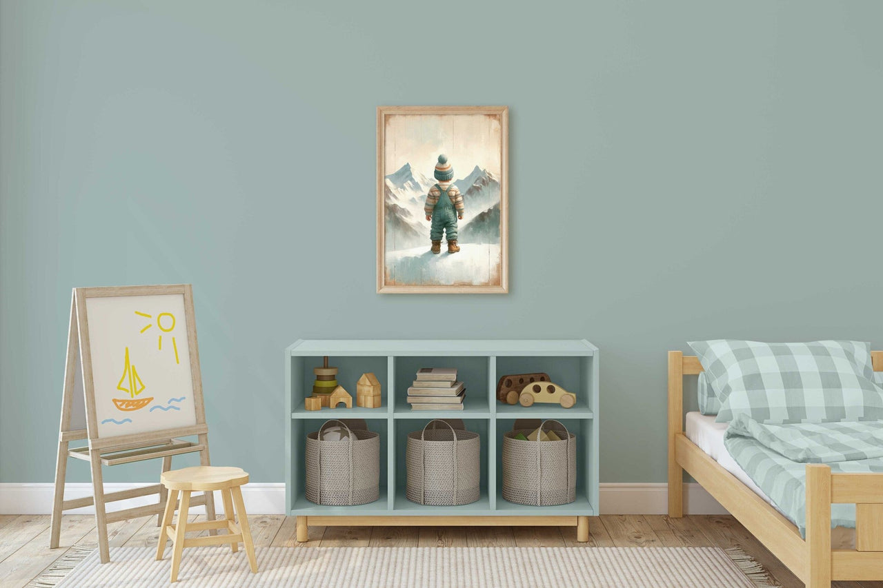 Snowy Mountain Wall Art – Adventure Boys Room Print