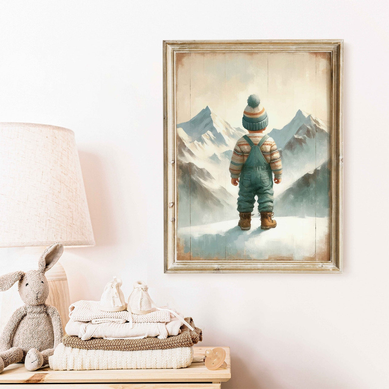 Snowy Mountain Wall Art – Adventure Boys Room Print