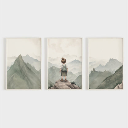 Adventure Toddler Decor, Vintage Nursery Art, Hiking Wall Print - WildfieldPrints