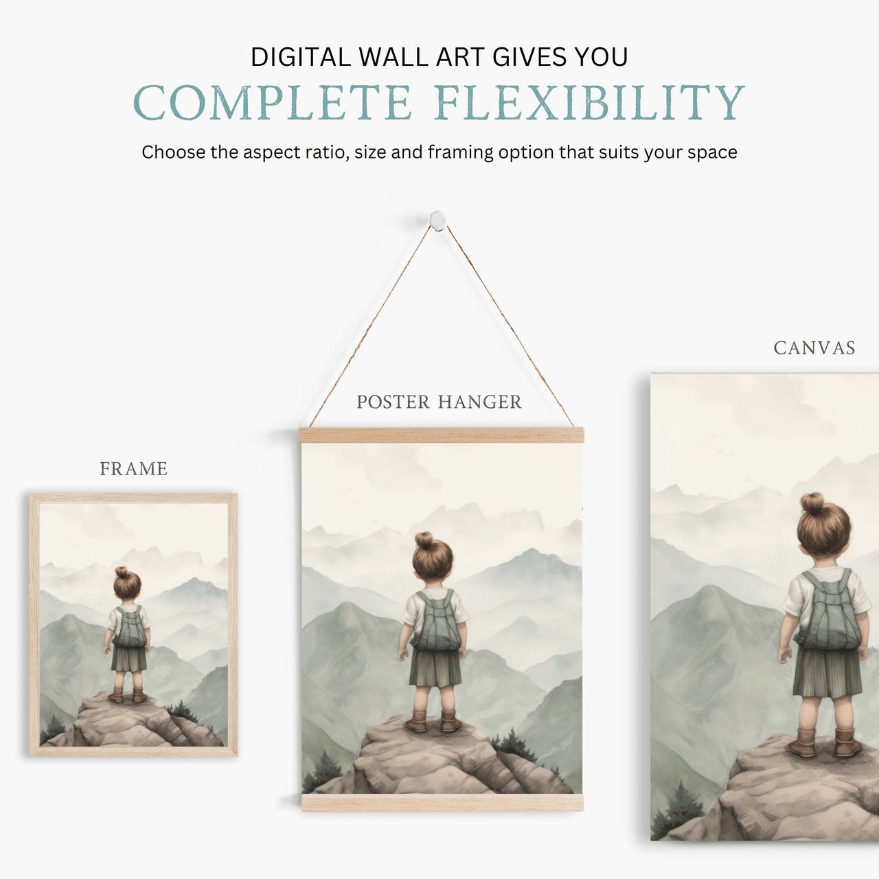 Hiking Wall Art – Adventure Girls Room Print • Set of 3
