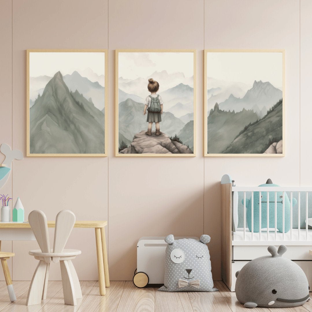 Hiking Wall Art – Adventure Girls Room Print • Set of 3
