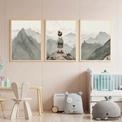 Adventure Toddler Decor, Vintage Nursery Art, Hiking Wall Print - WildfieldPrints