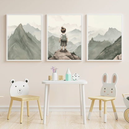 Adventure Toddler Decor, Vintage Nursery Art, Hiking Wall Print - WildfieldPrints